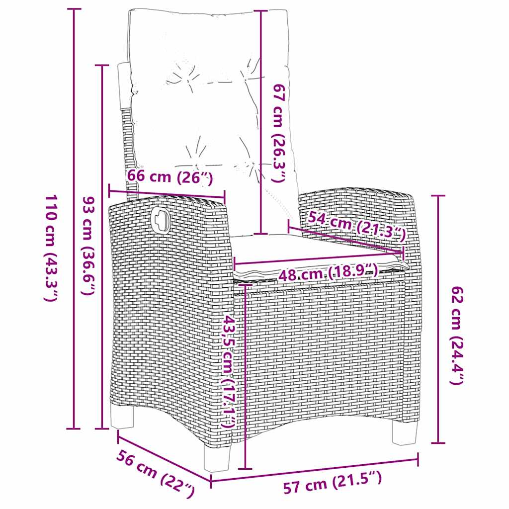 vidaXL Σέτ φαγητού για κήπο 9 τμχ. Γκρι συνθετικό ρατάν