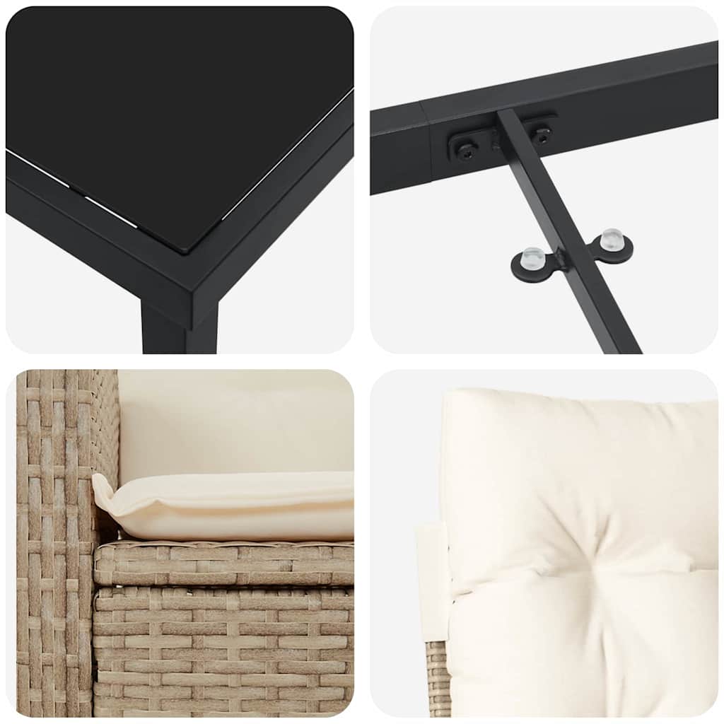 vidaXL Σέτ φαγητού για κήπο 5 pcs Μπεζ συνθετικό ρατάν