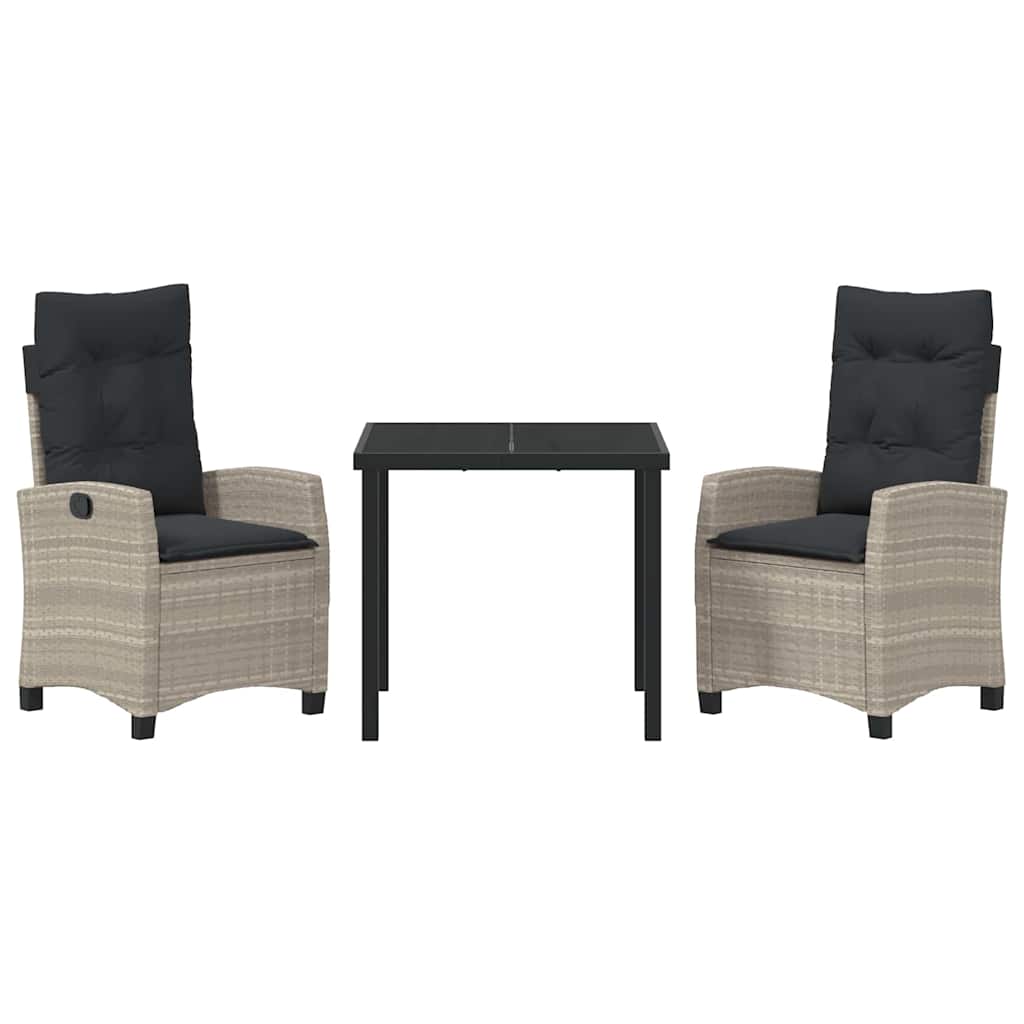 vidaXL Σέτ φαγητού για κήπο 3 pcs Ανοιχτό γκρι συνθετικό ρατάν