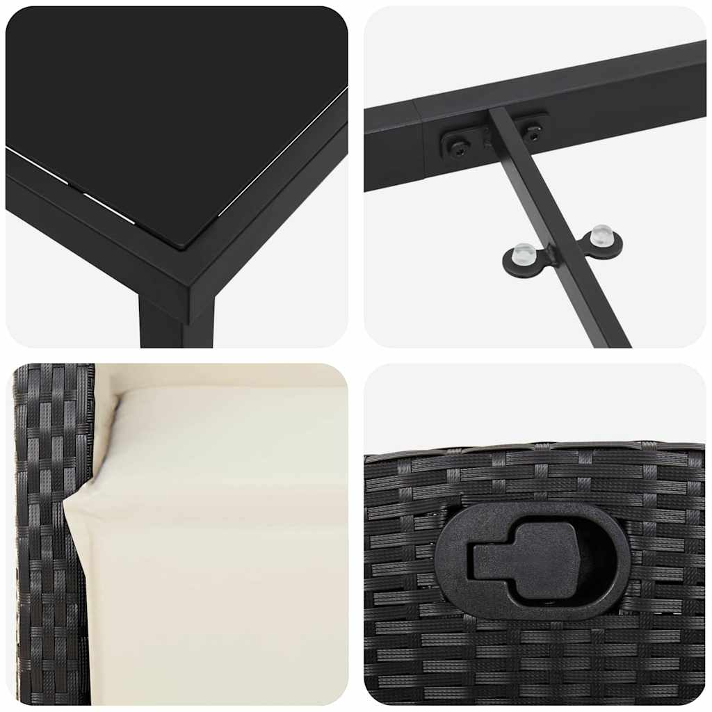 vidaXL Σέτ φαγητού για κήπο 5 pcs Μαύρο συνθετικό ρατάν