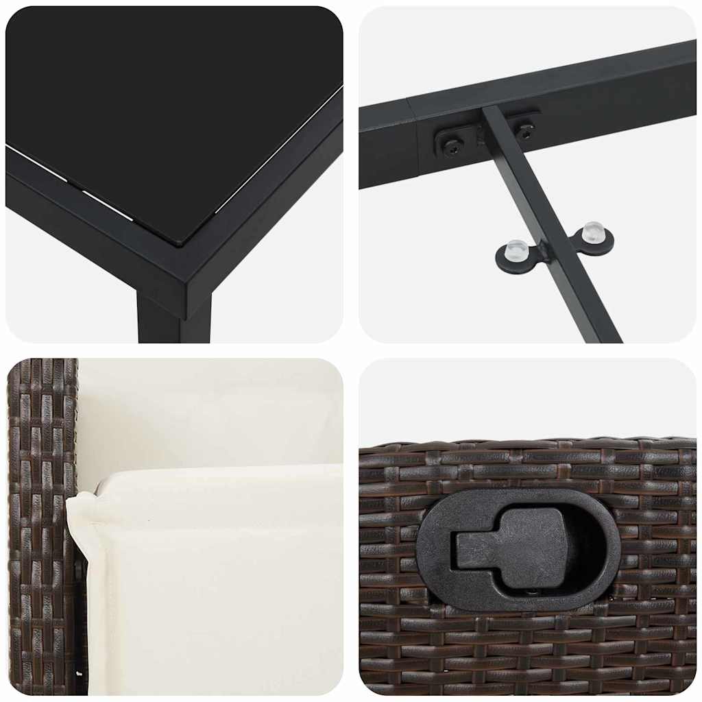 vidaXL Σέτ φαγητού για κήπο 5 pcs Καφέ συνθετικό ρατάν