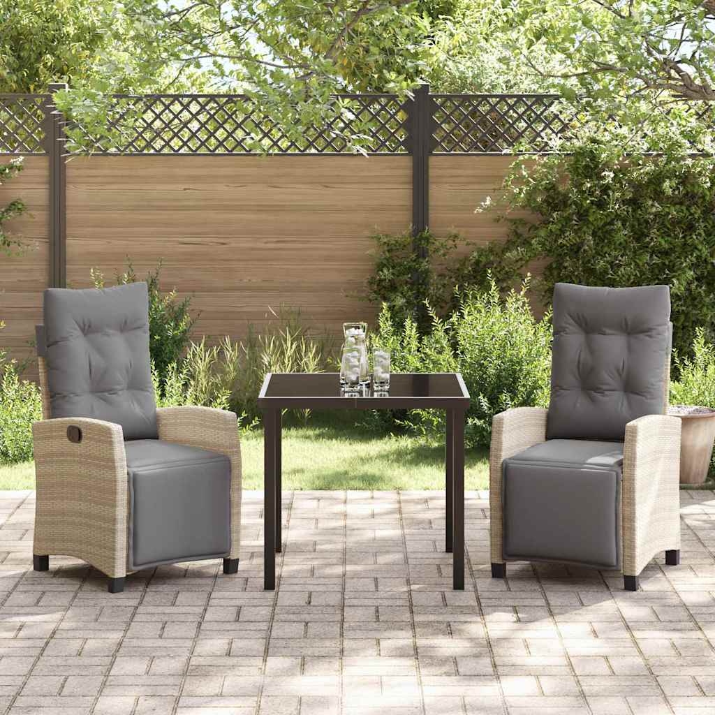 vidaXL Σέτ φαγητού για κήπο 3 pcs Μπεζ συνθετικό ρατάν