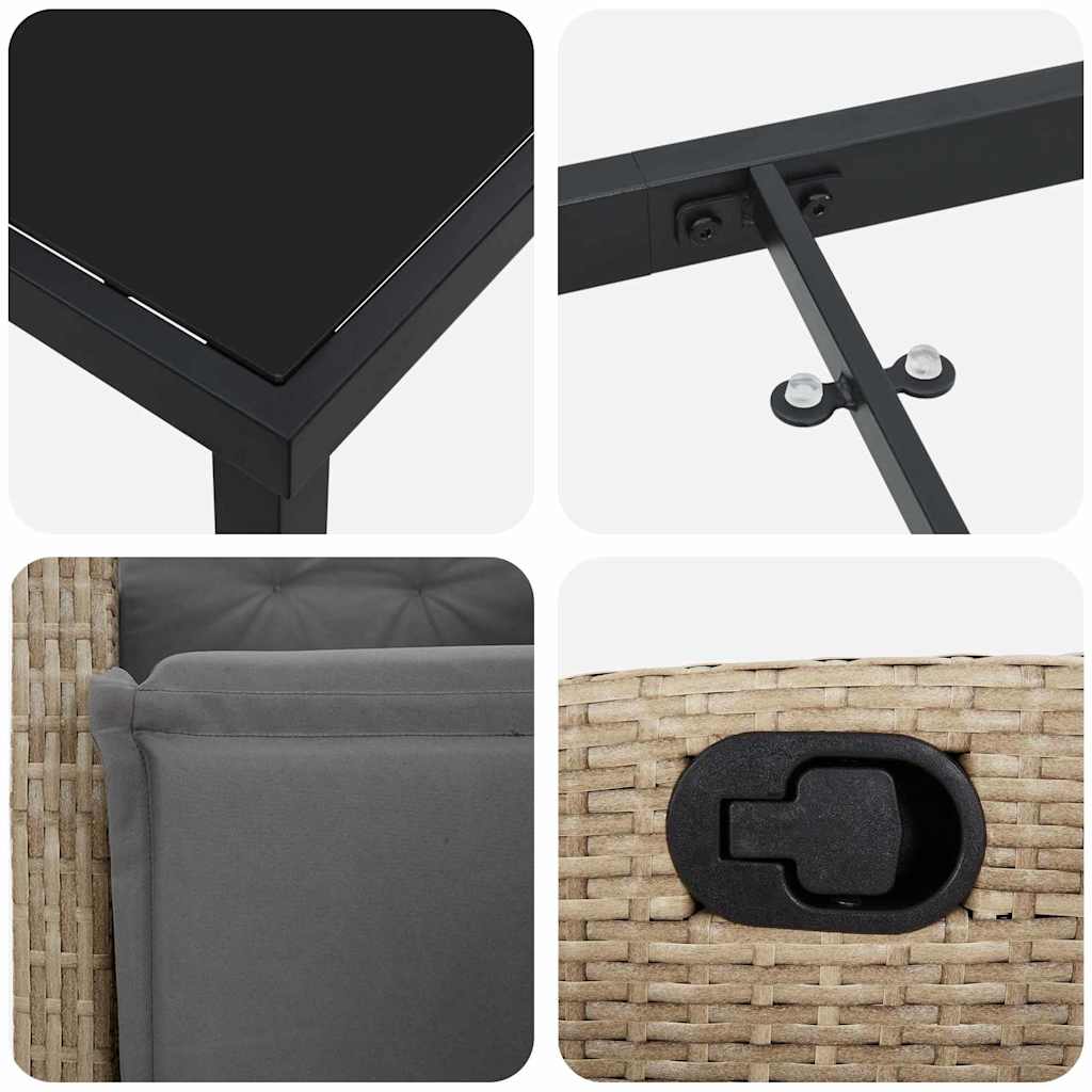 vidaXL Σέτ φαγητού για κήπο με μαξιλάρι 5 pcs Μπεζ συνθετικό ρατάν