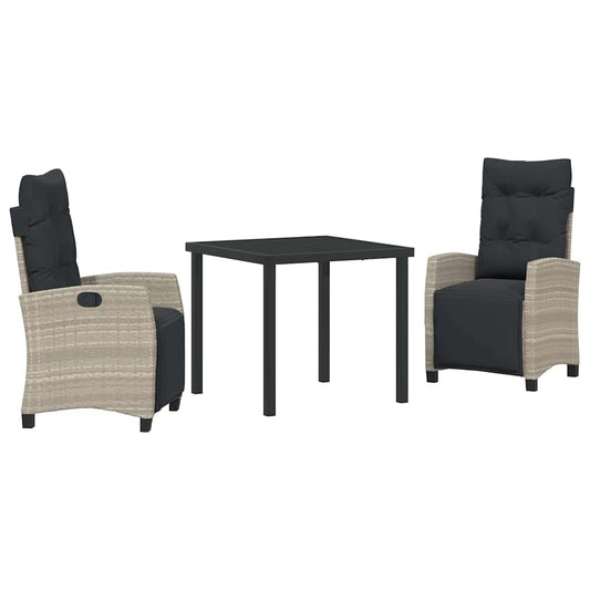 vidaXL Σέτ φαγητού για κήπο 3 pcs Ανοιχτό γκρι συνθετικό ρατάν