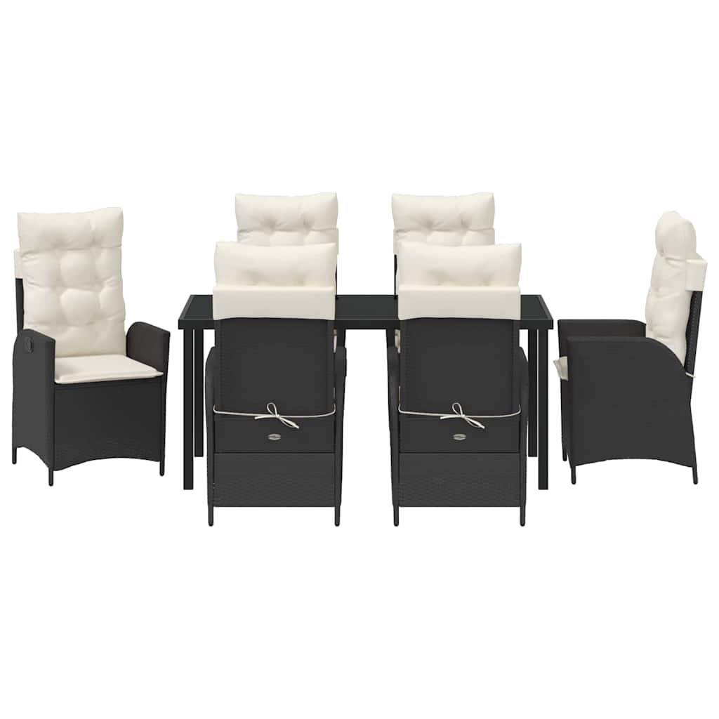 vidaXL Σέτ φαγητού για κήπο 7 pcs Μαύρο συνθετικό ρατάν