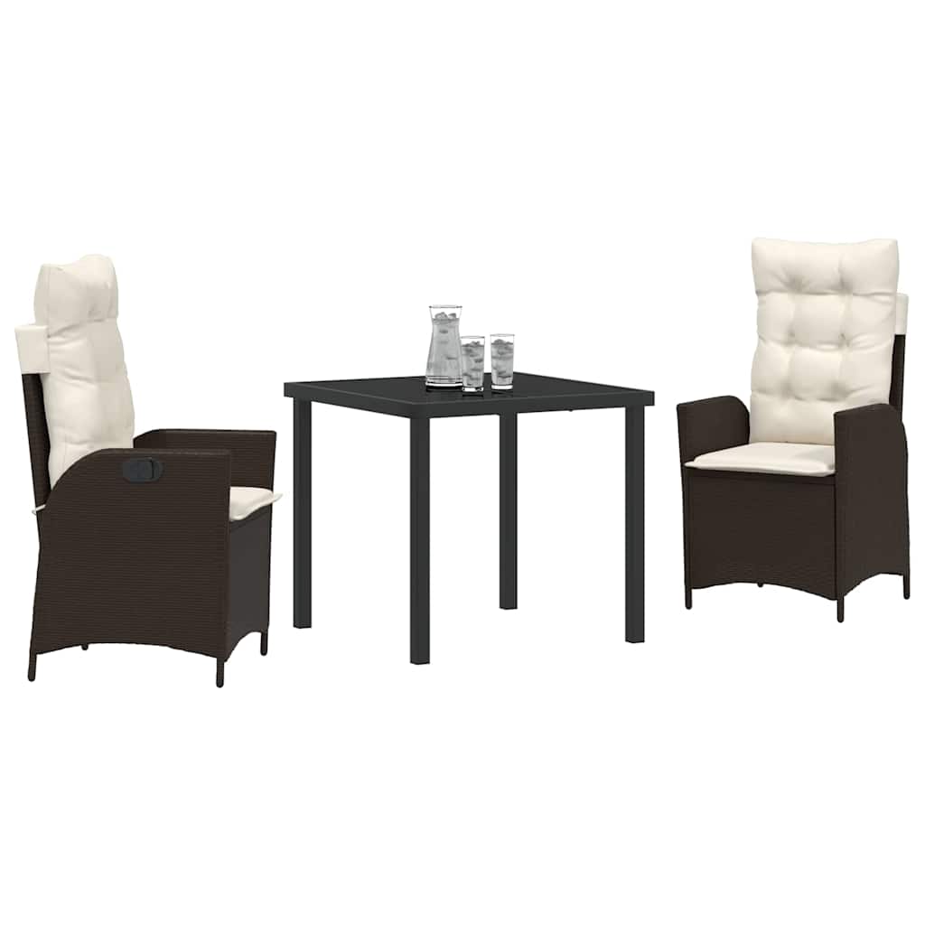 vidaXL Σέτ φαγητού για κήπο 3 pcs Καφέ συνθετικό ρατάν