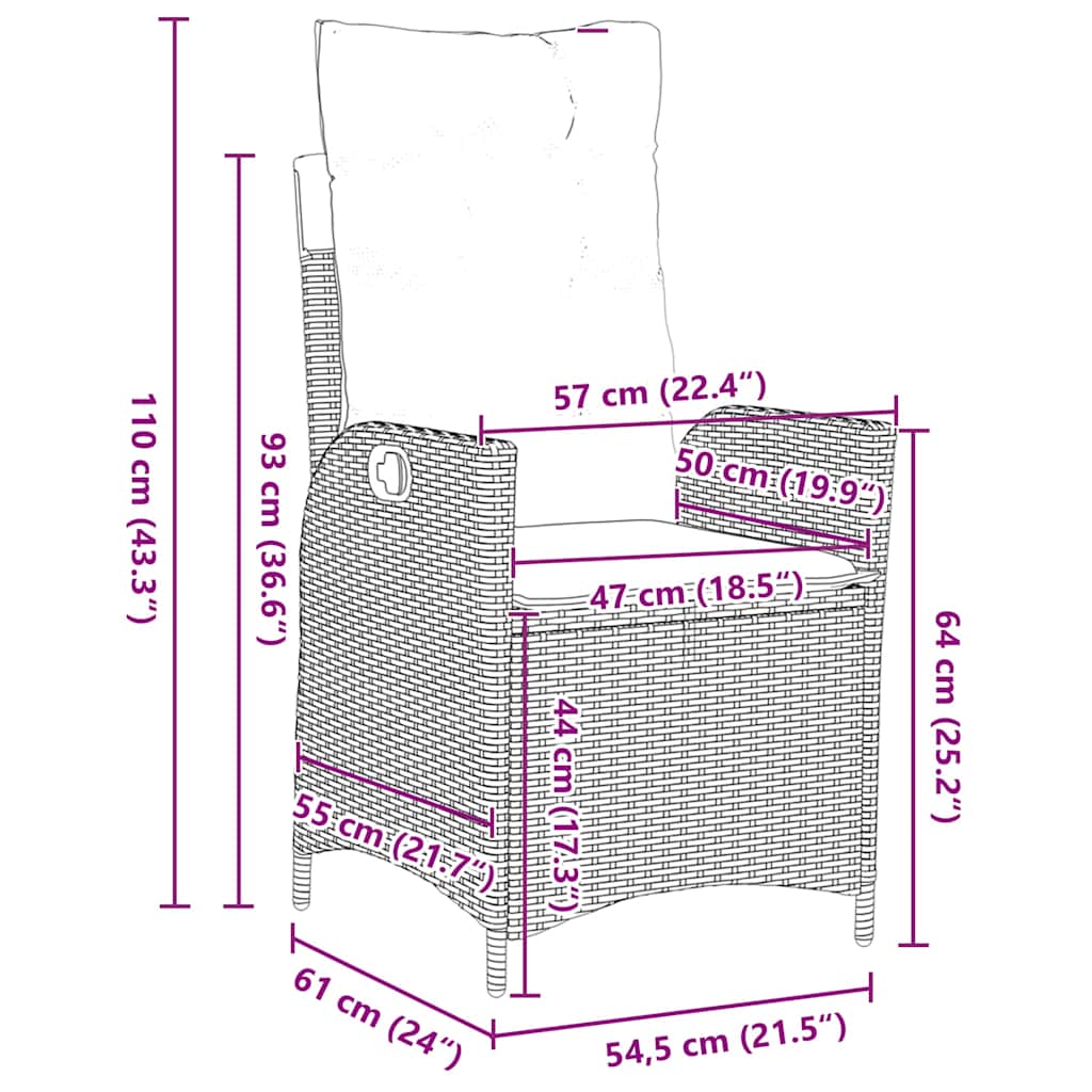 vidaXL Σέτ φαγητού για κήπο 5 pcs Καφέ συνθετικό ρατάν