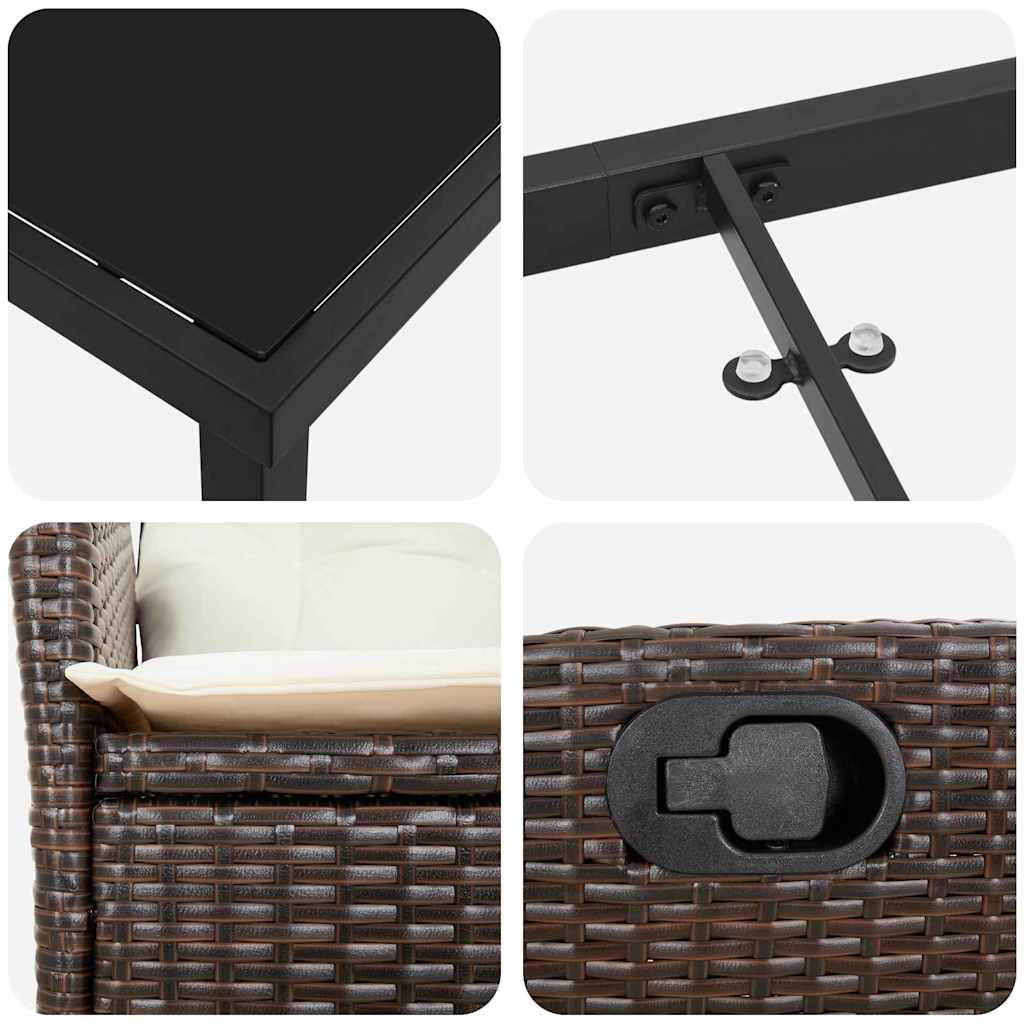 vidaXL Σέτ φαγητού για κήπο 5 pcs Καφέ συνθετικό ρατάν