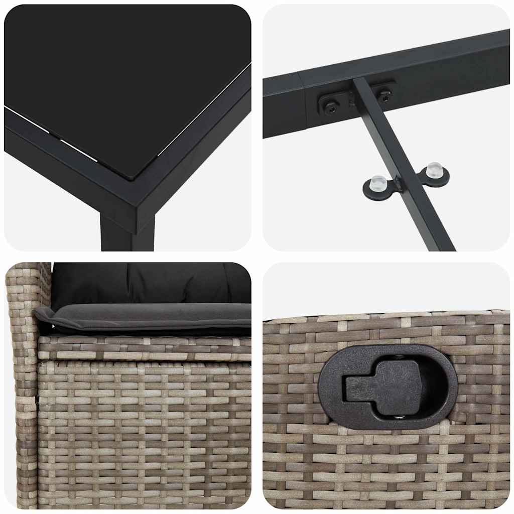 vidaXL Σέτ φαγητού για κήπο 7 pcs Γκρι συνθετικό ρατάν