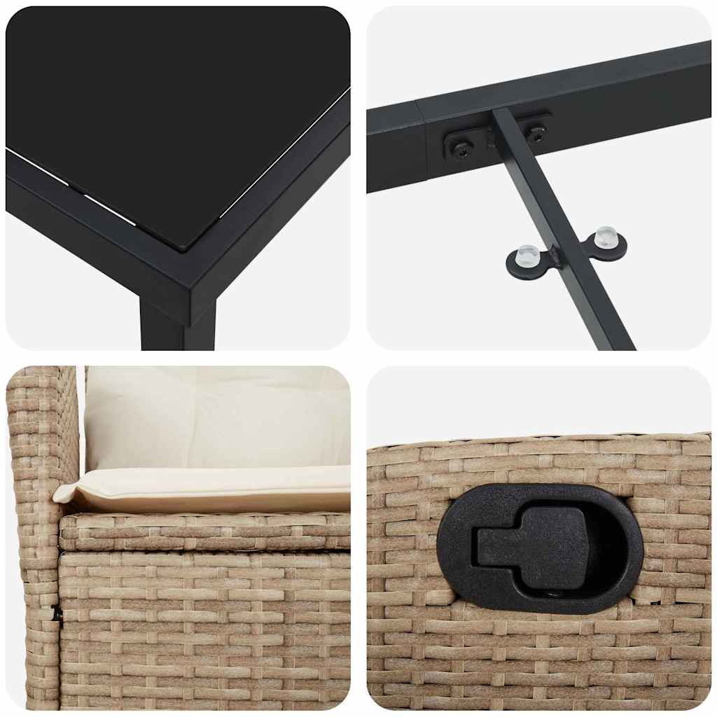 vidaXL Σέτ φαγητού για κήπο 3 pcs Μπεζ συνθετικό ρατάν