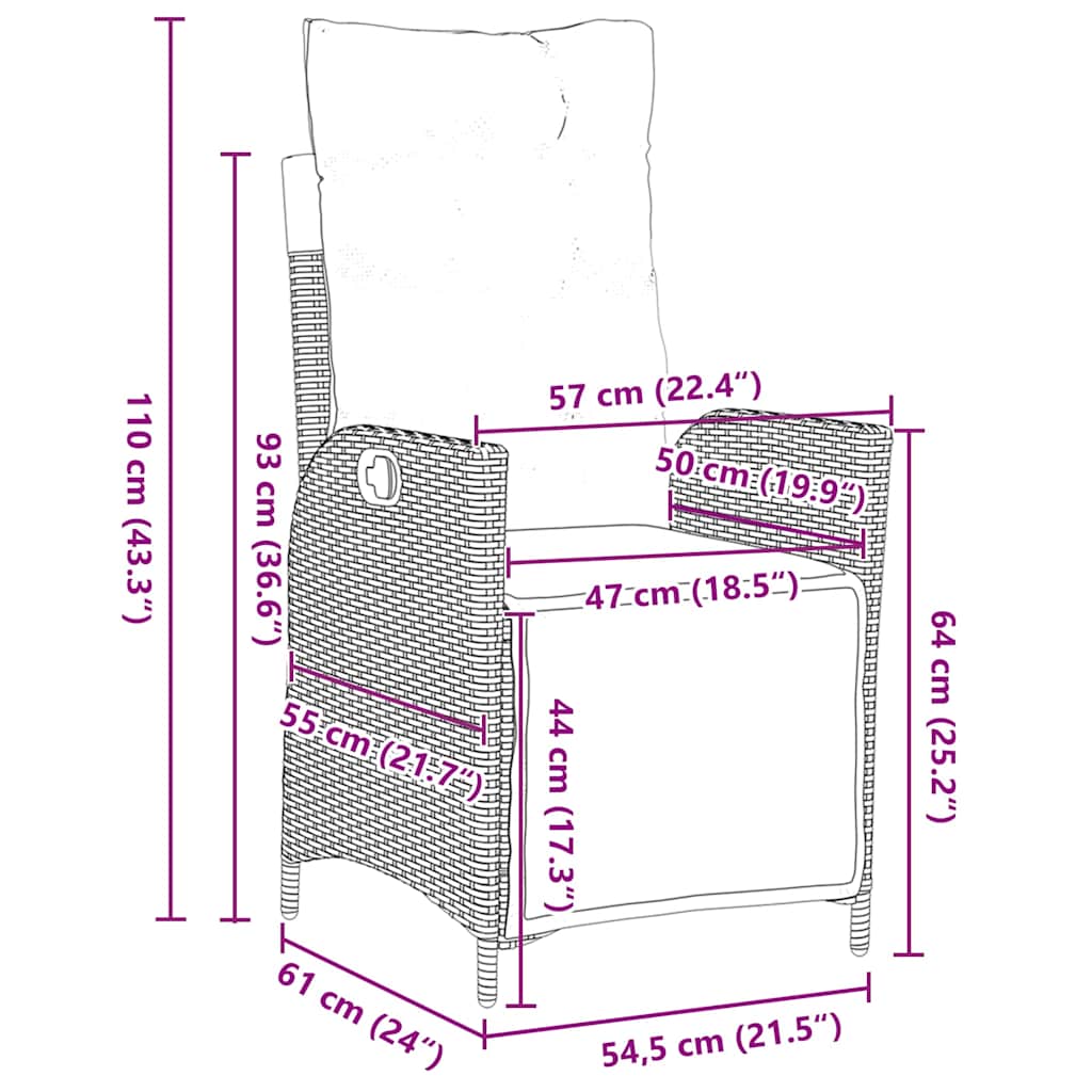 vidaXL Σέτ φαγητού για κήπο 7 pcs Μπεζ Πολυ ράταν