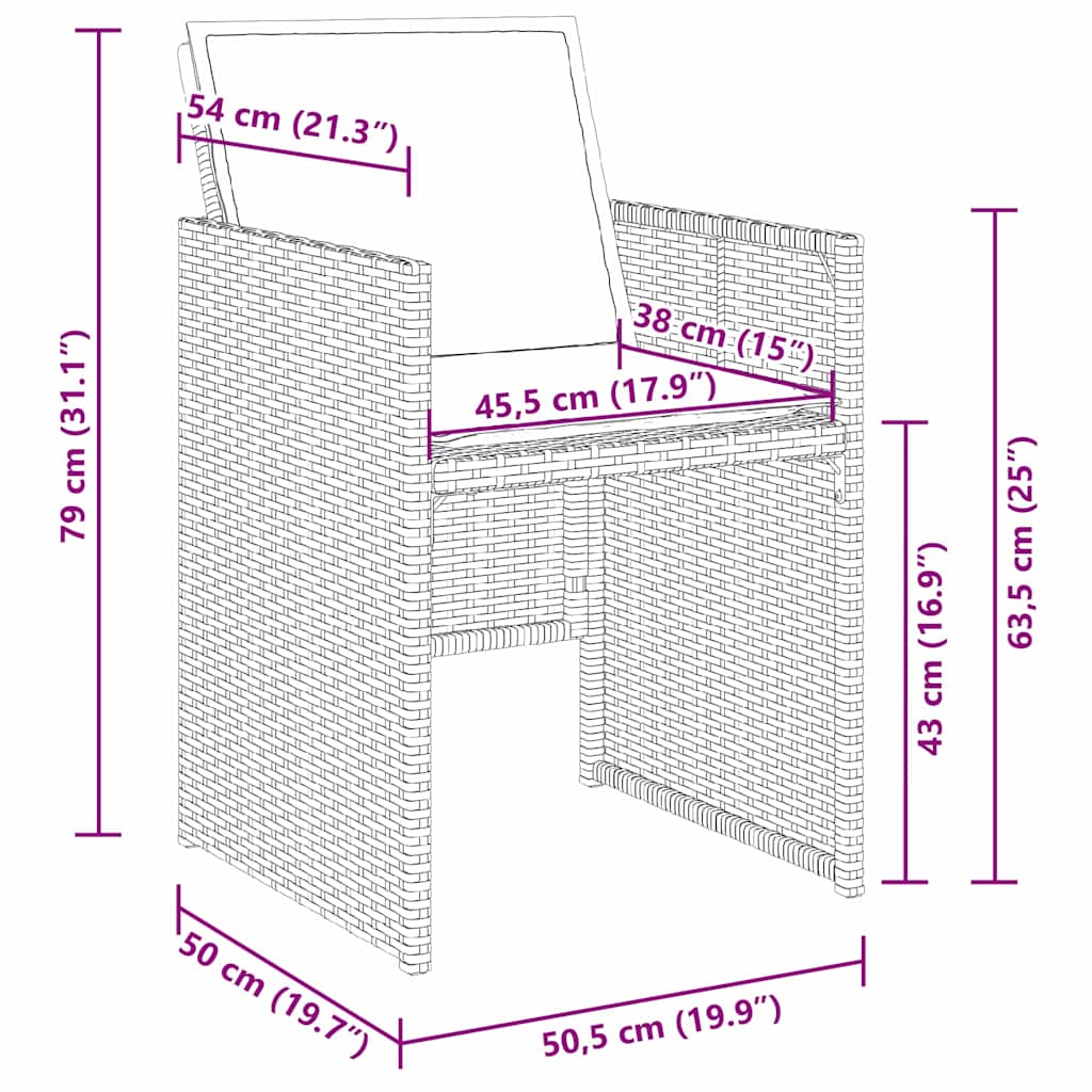 vidaXL Σέτ φαγητού για κήπο 5 pcs Γκρι συνθετικό ρατάν