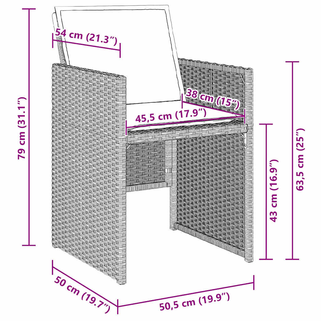 vidaXL Σέτ φαγητού για κήπο 5 pcs Ανοιχτό γκρι συνθετικό ρατάν