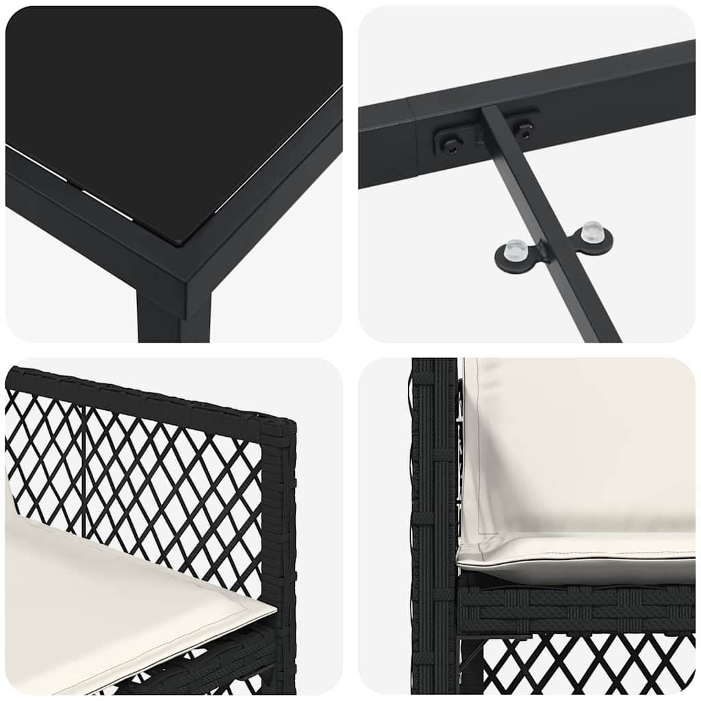 vidaXL Σέτ φαγητού για κήπο 5 pcs Μαύρο συνθετικό ρατάν