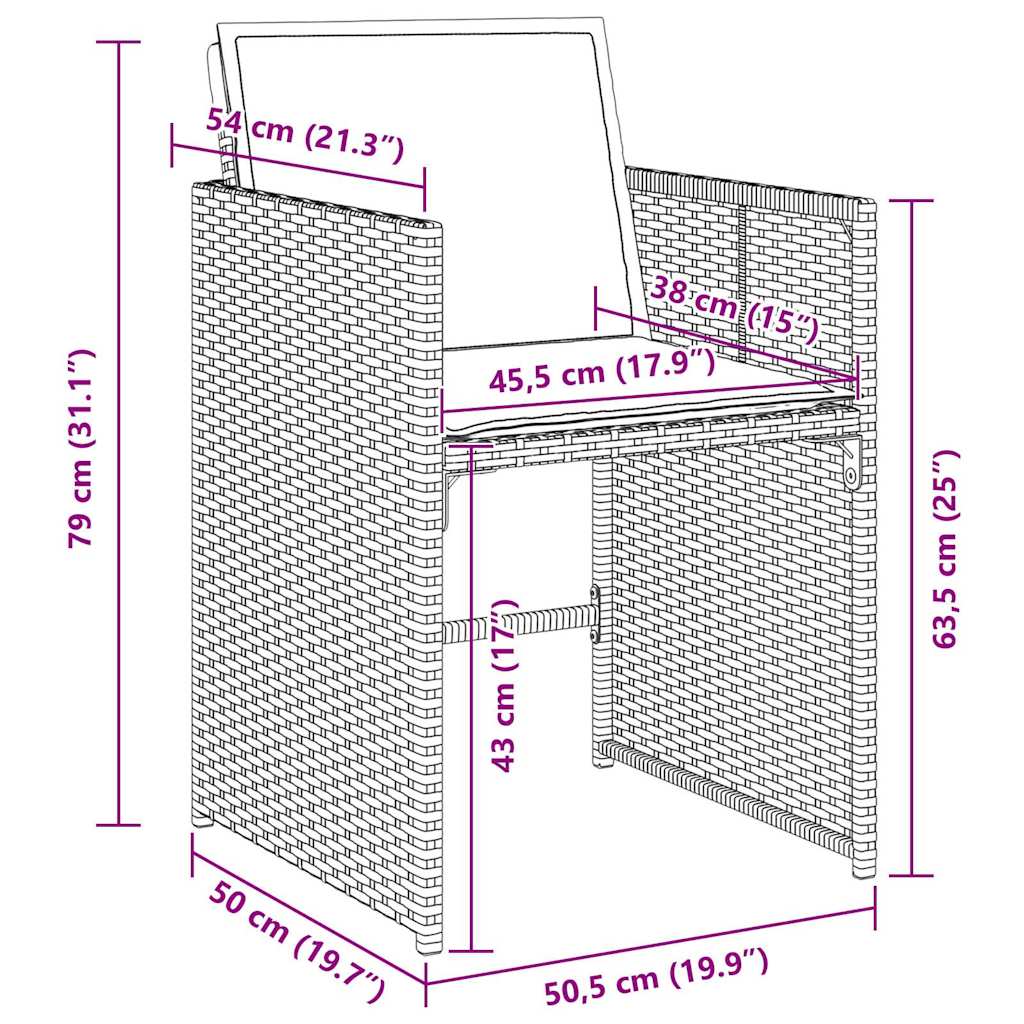 vidaXL Σέτ φαγητού για κήπο 5 pcs Γκρι συνθετικό ρατάν