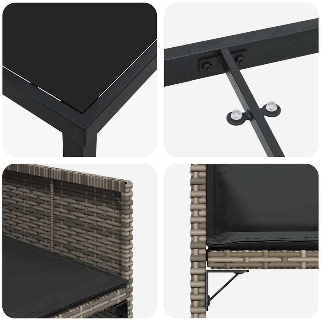 vidaXL Σέτ φαγητού για κήπο 5 pcs Γκρι συνθετικό ρατάν