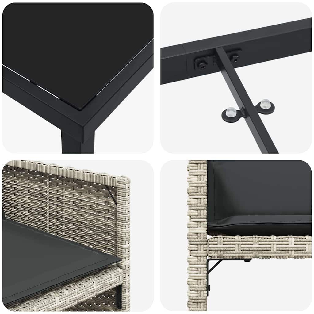 vidaXL Σέτ φαγητού για κήπο 5 pcs Ανοιχτό γκρι συνθετικό ρατάν