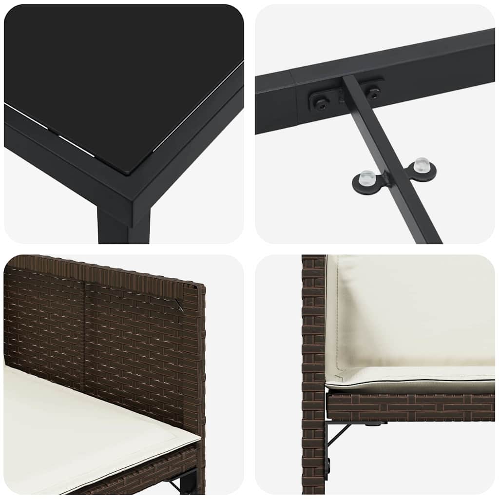 vidaXL Σέτ φαγητού για κήπο 5 pcs Καφέ συνθετικό ρατάν