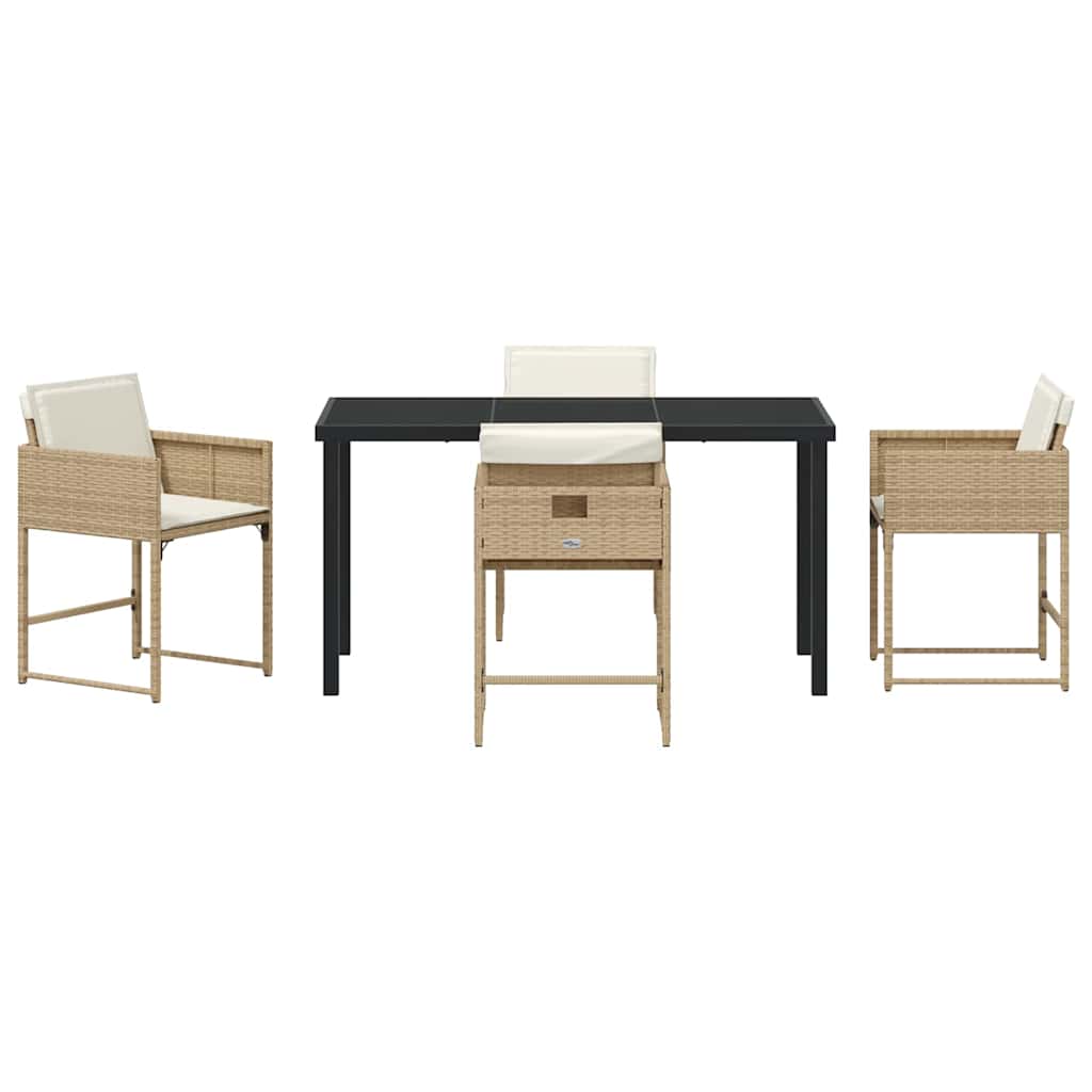 vidaXL Σέτ φαγητού για κήπο 5 pcs Μπεζ συνθετικό ρατάν