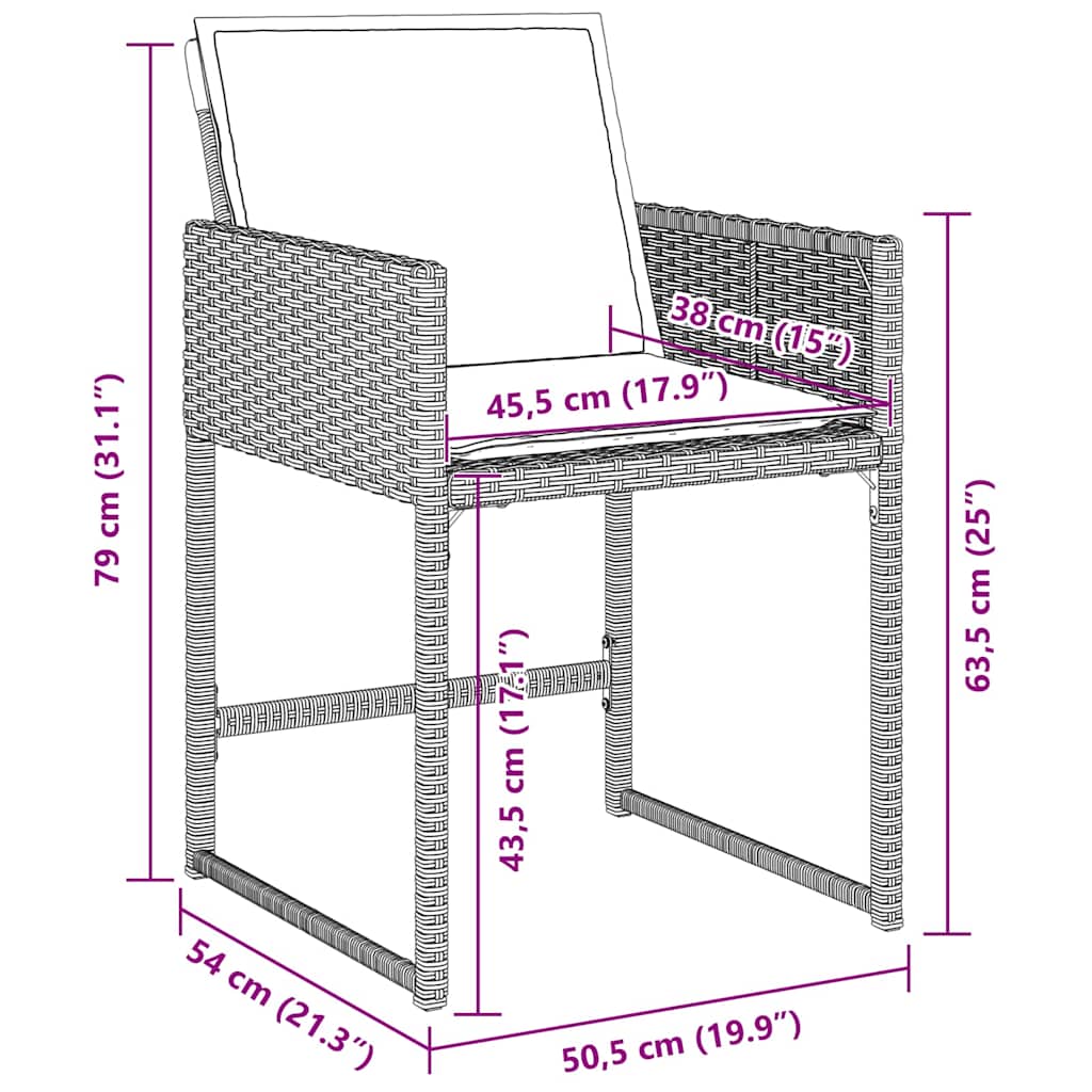 vidaXL Σέτ φαγητού για κήπο 5 pcs Ανοιχτό γκρι συνθετικό ρατάν