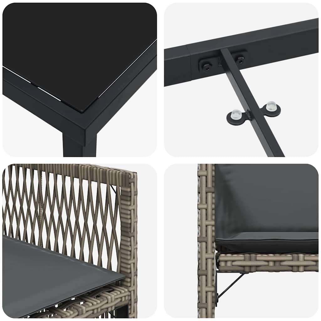 vidaXL Σέτ φαγητού για κήπο 5 pcs Γκρι συνθετικό ρατάν