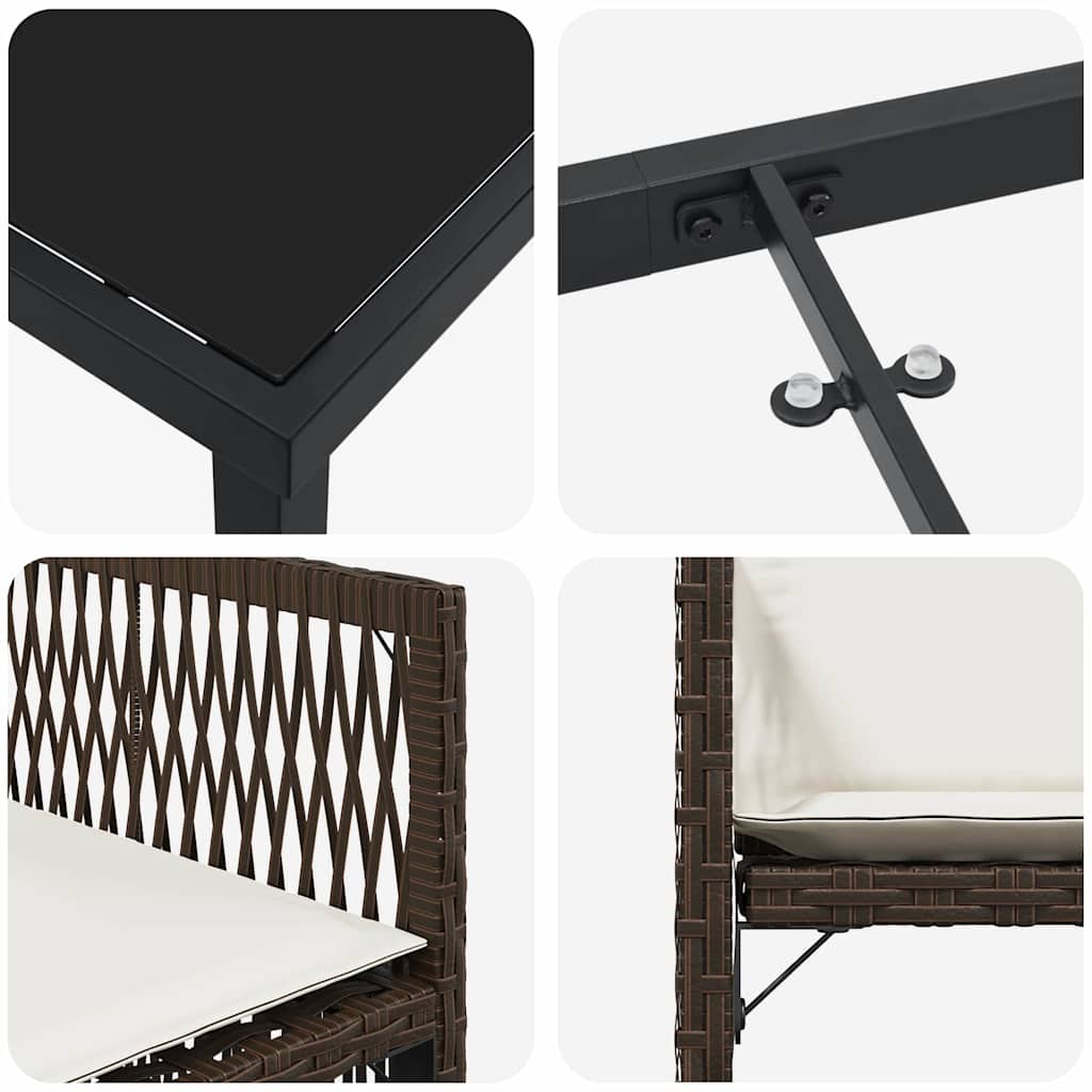 vidaXL σετ εξωτερικού χώρου με 5 κομμάτια από καφέ πολυρατάν