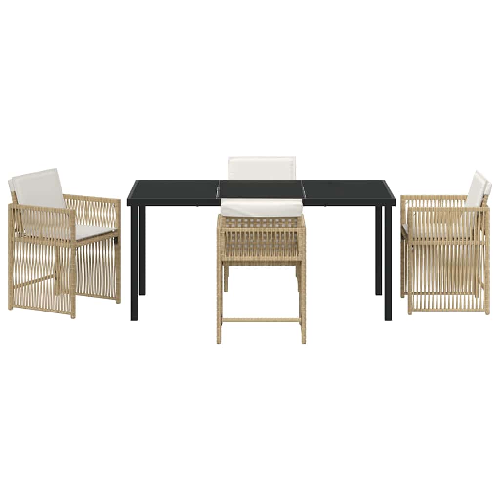 vidaXL Σέτ φαγητού για κήπο 5 pcs Μπεζ συνθετικό ρατάν