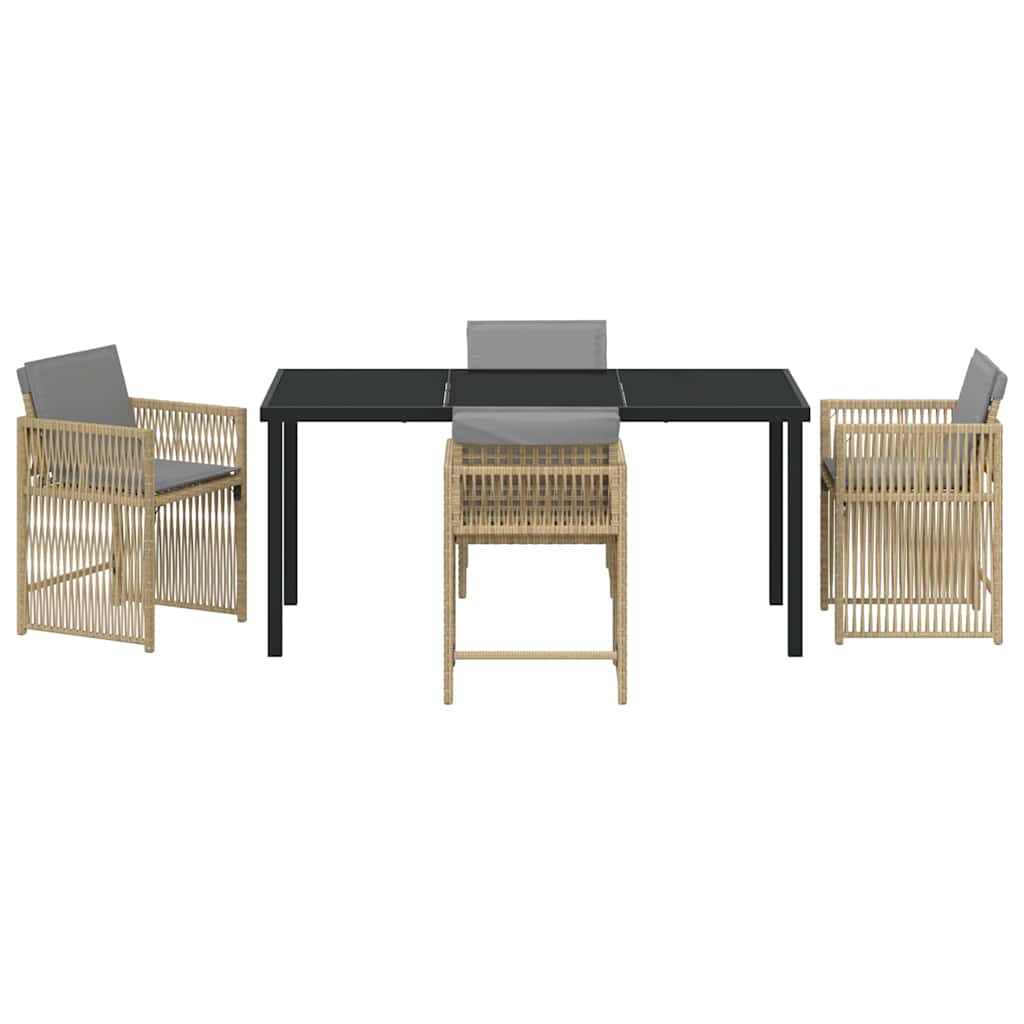 vidaXL Σέτ φαγητού για κήπο 5 pcs Μπεζ συνθετικό ρατάν