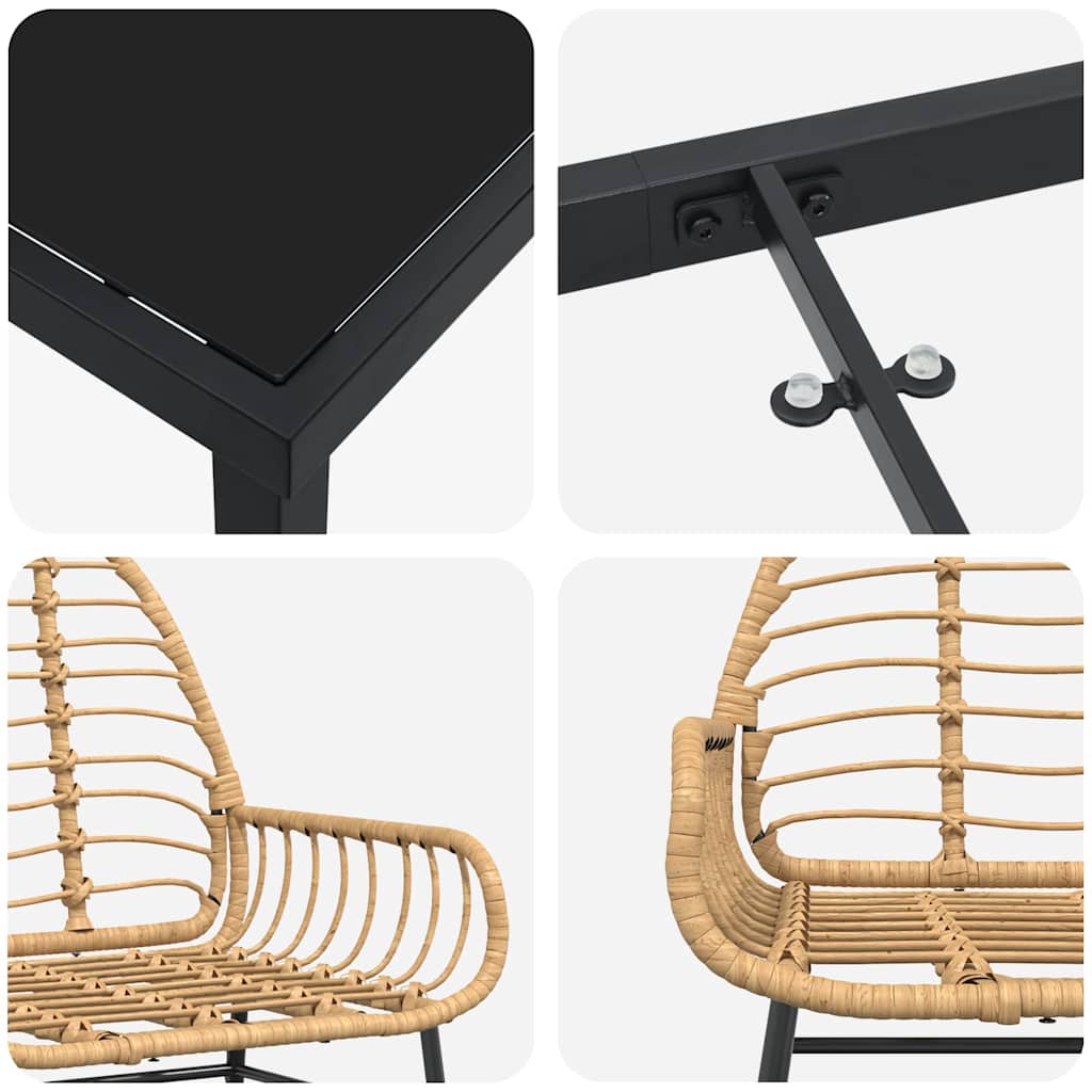 vidaXL Σέτ φαγητού για κήπο 7 pcs Καφέ συνθετικό ρατάν