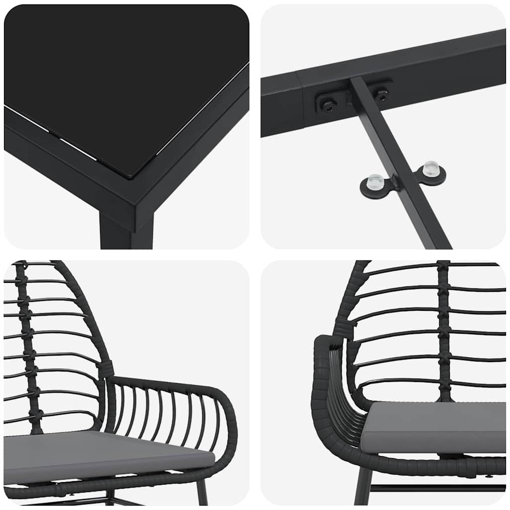 vidaXL Σετ 5 Τεμαχίων Επίπλων Κήπου με Μαξιλάρια Μαύρο Πολυ Ρατάν.