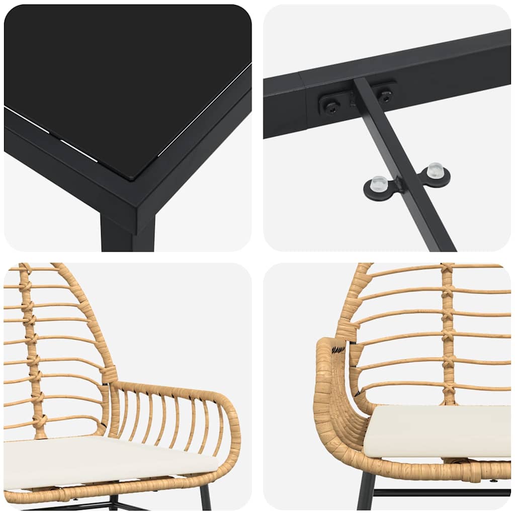 vidaXL Σέτ φαγητού για κήπο 7 pcs Καφέ συνθετικό ρατάν