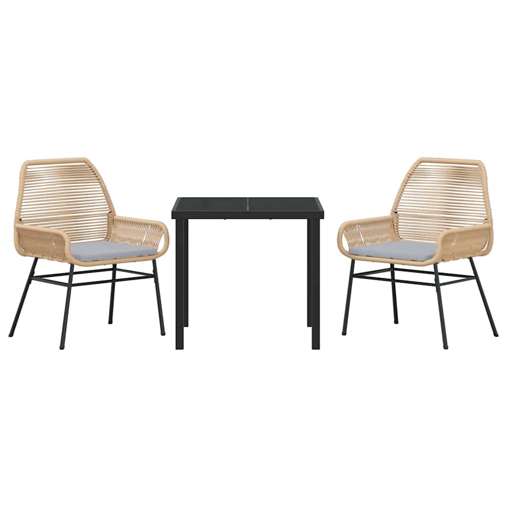 vidaXL Σέτ φαγητού για κήπο 3 pcs Καφέ συνθετικό ρατάν