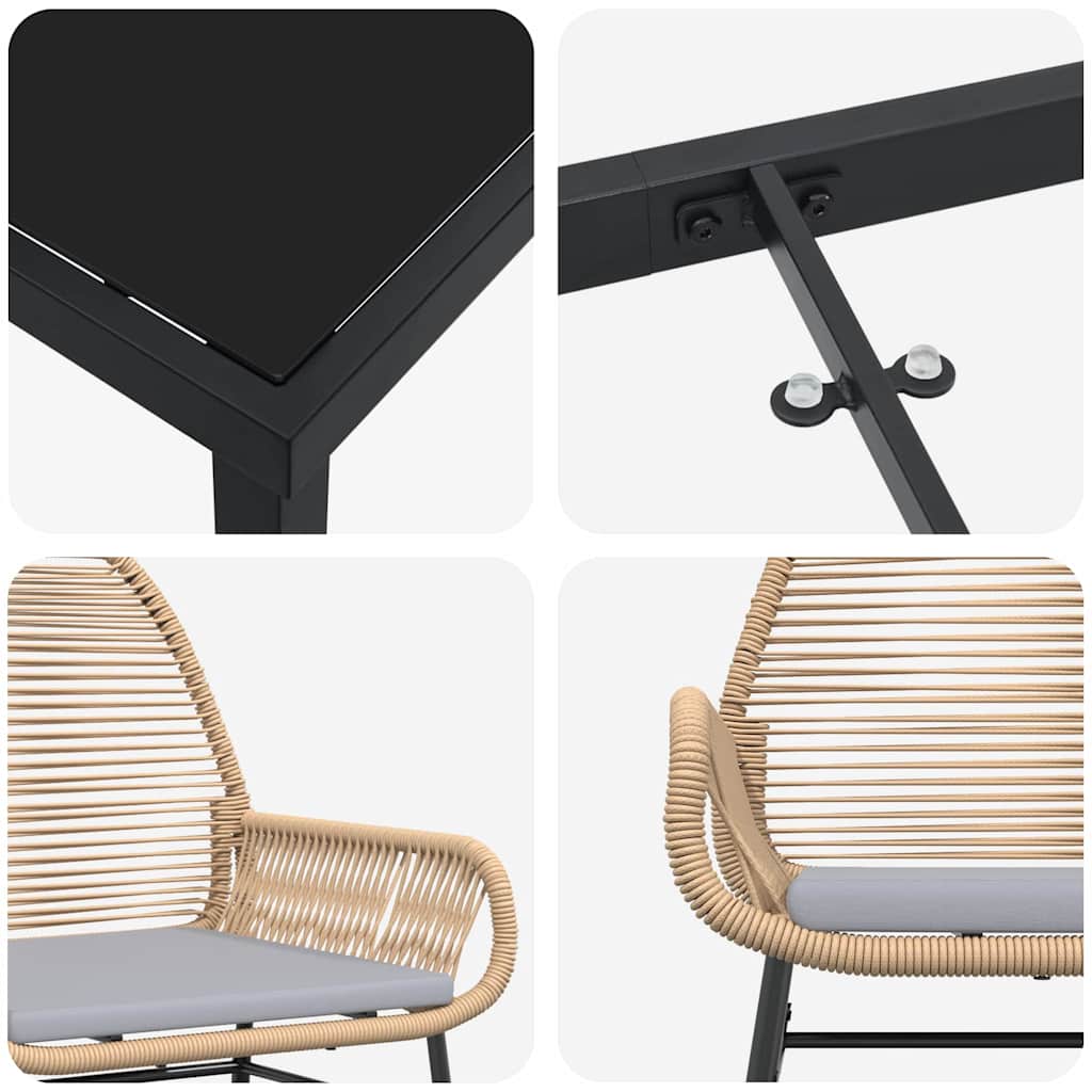 vidaXL Σέτ φαγητού για κήπο 7 pcs Καφέ συνθετικό ρατάν