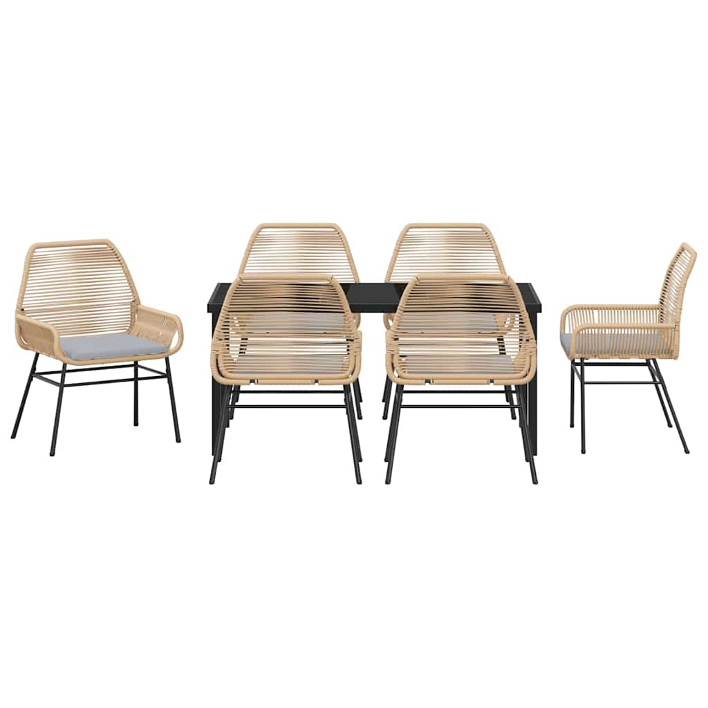 vidaXL Σέτ φαγητού για κήπο 7 pcs Καφέ συνθετικό ρατάν