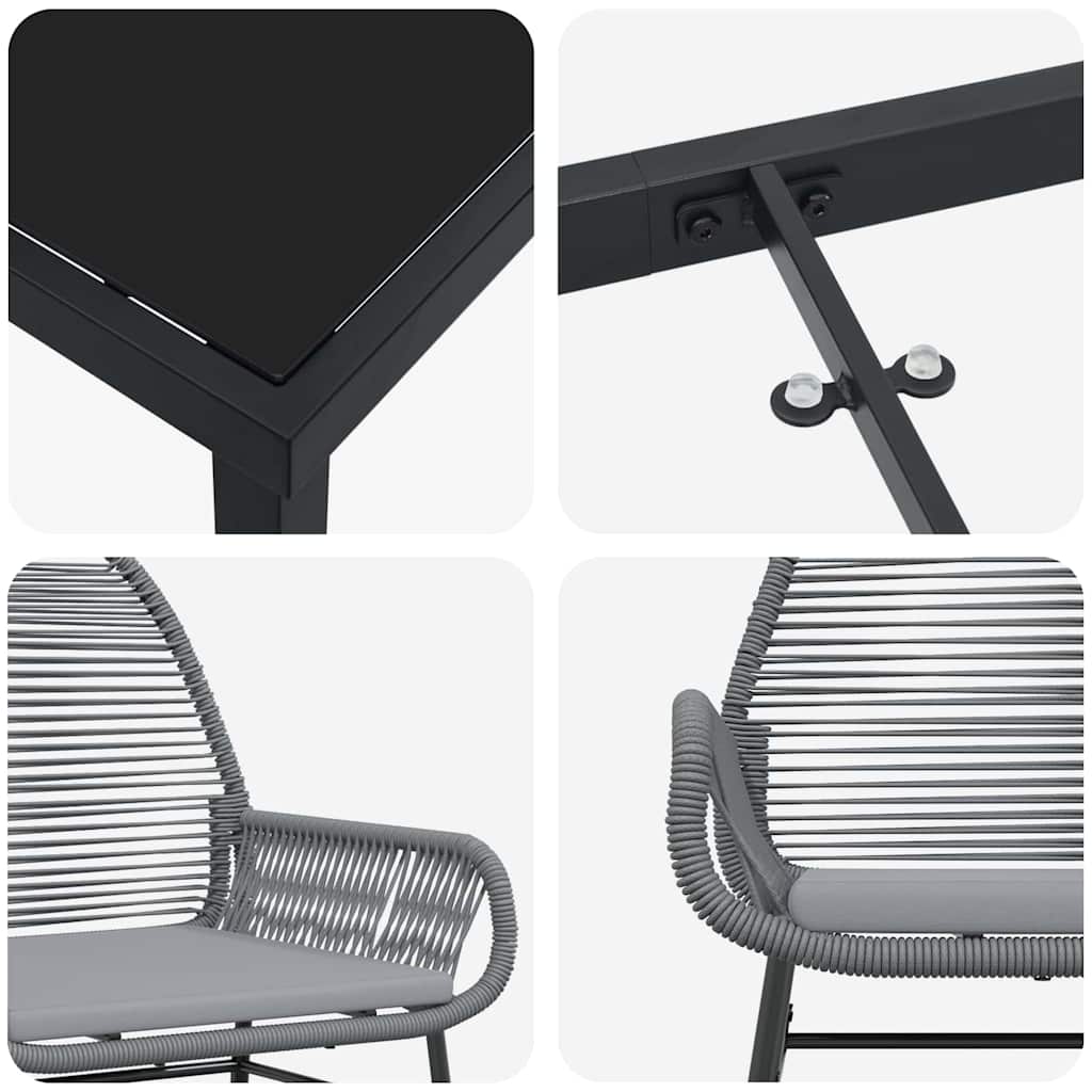 vidaXL Σέτ φαγητού για κήπο 5 pcs Γκρι συνθετικό ρατάν