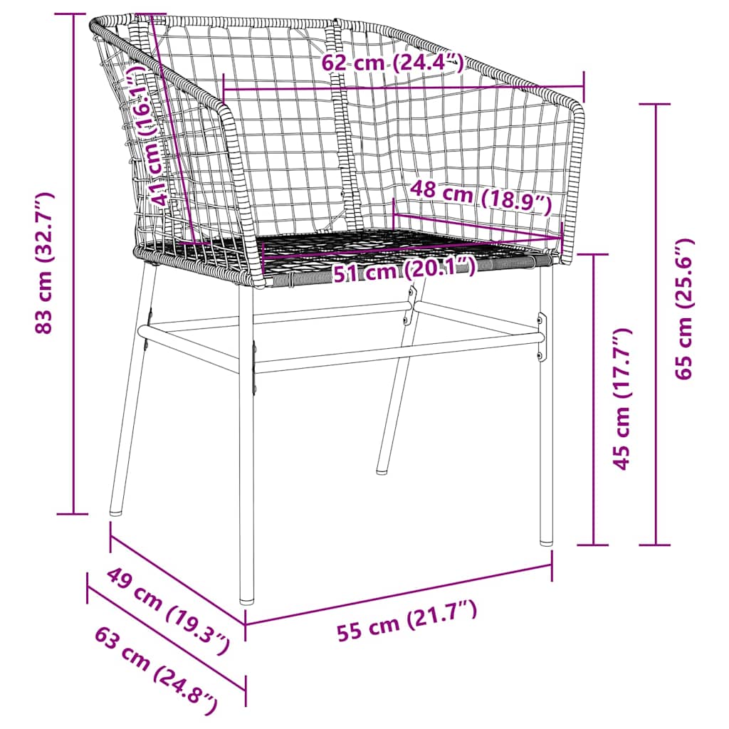 vidaXL Σέτ φαγητού για κήπο 3 pcs Μαύρο συνθετικό ρατάν