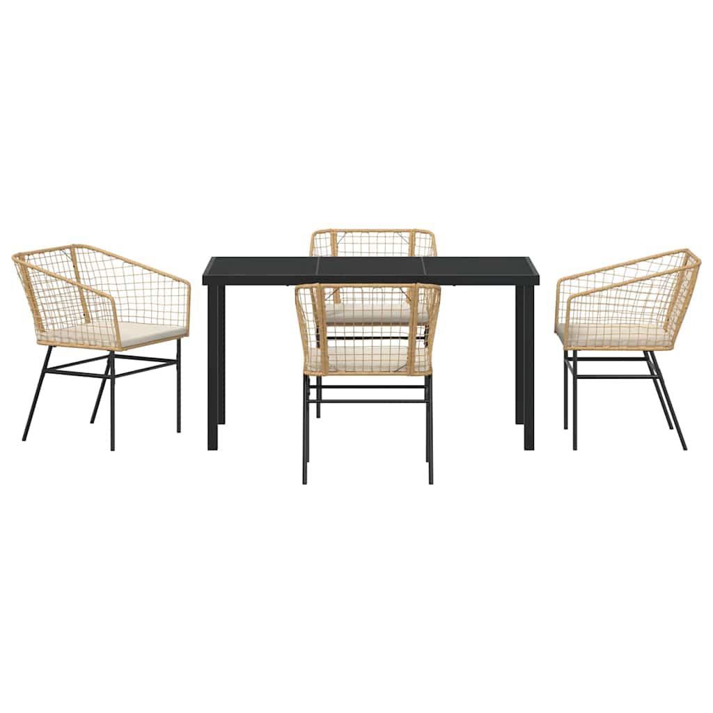 vidaXL Σέτ φαγητού για κήπο 5 pcs Καφέ συνθετικό ρατάν