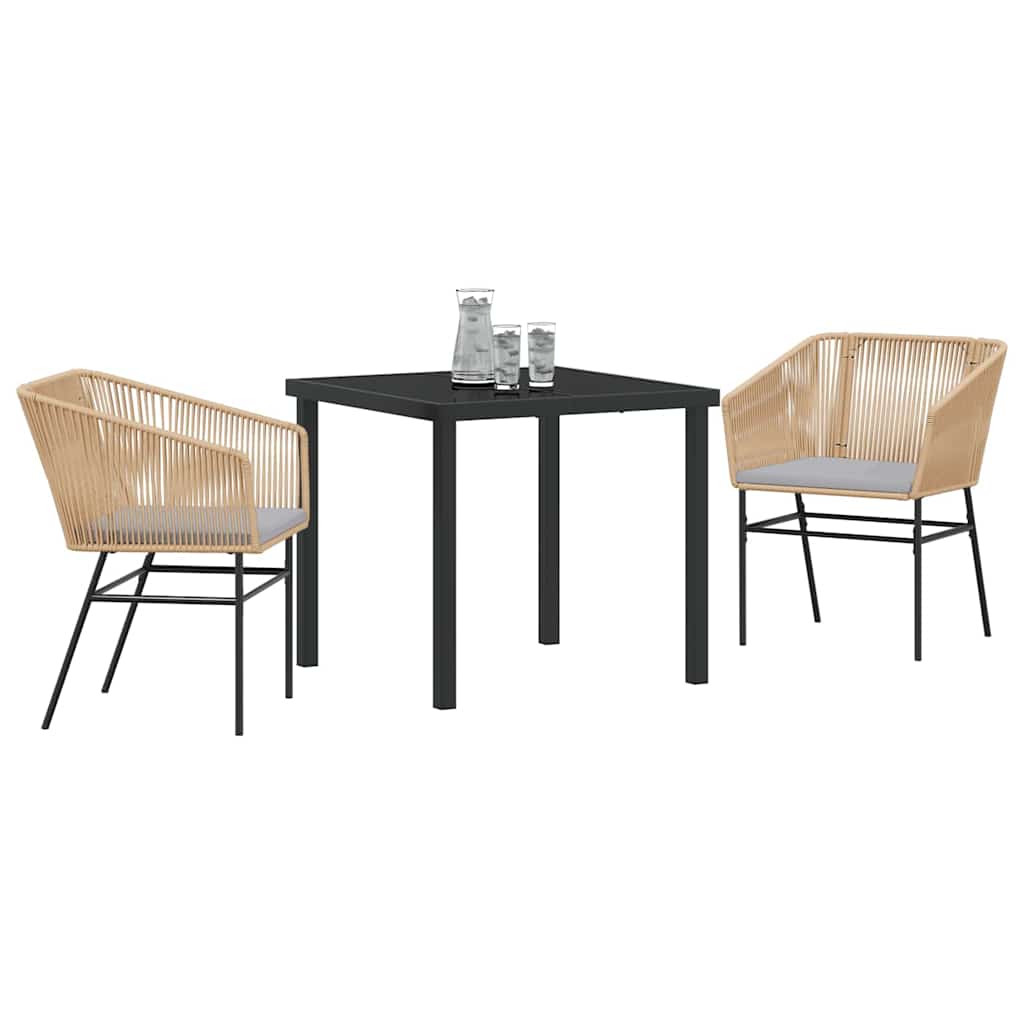 vidaXL Σετ Κήπου 3 Τμχ Με Μαξιλάρια Καφέ Πολυ Ράτα