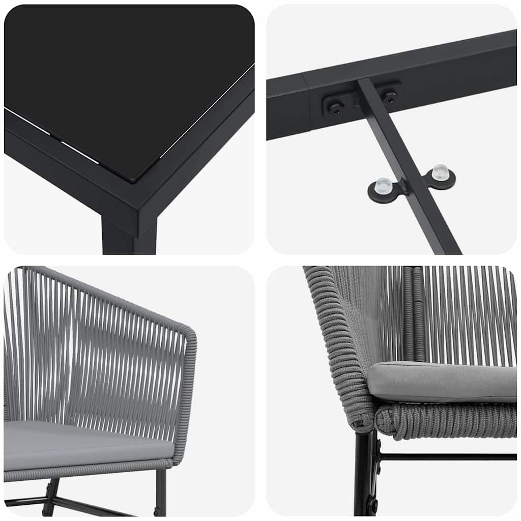 vidaXL Σέτ φαγητού για κήπο 5 pcs Γκρι Πολυ ράταν