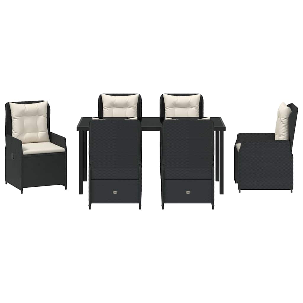 vidaXL Σέτ φαγητού για κήπο 7 pcs Μαύρο συνθετικό ρατάν