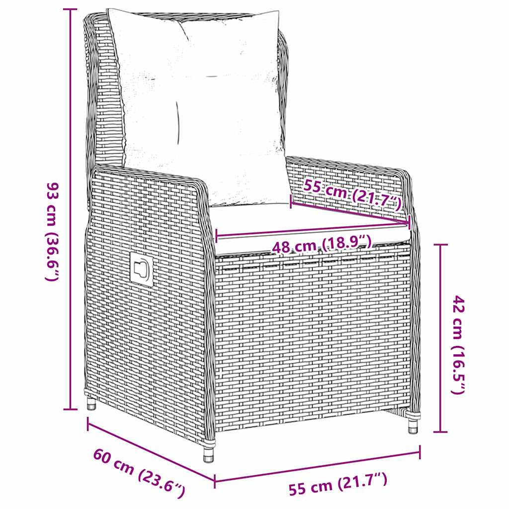 vidaXL Σέτ φαγητού για κήπο 5 pcs Καφέ συνθετικό ρατάν