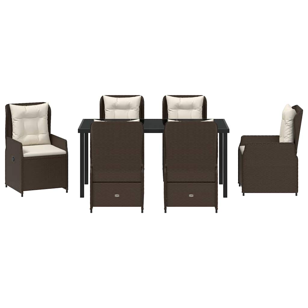 vidaXL Σέτ φαγητού για κήπο 7 pcs Καφέ συνθετικό ρατάν