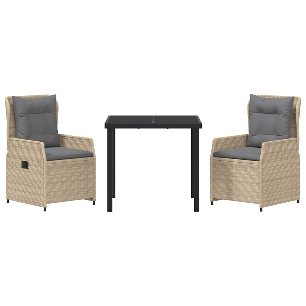 vidaXL Σετ κήπου τραπεζαρίας με 3 κομμάτια, μπεζ από πολυτελές ρατάν