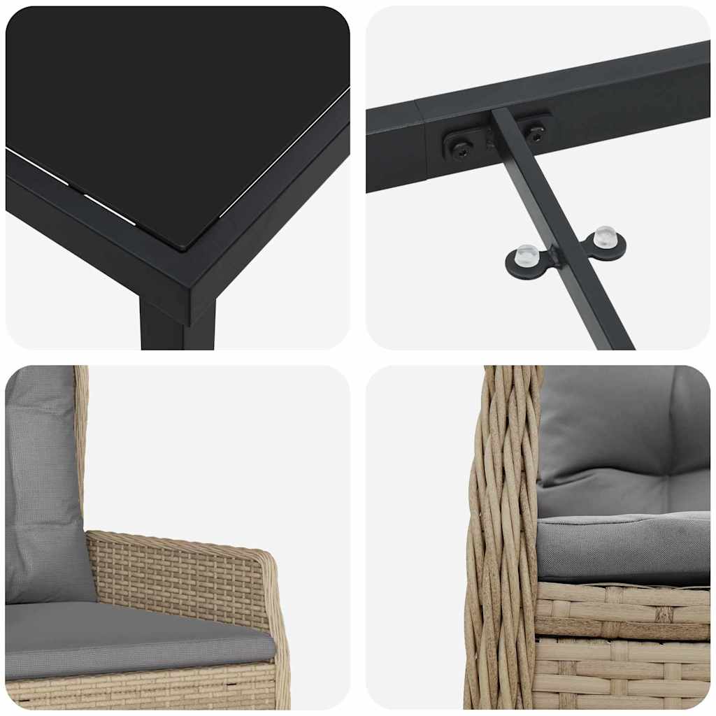 vidaXL Σέτ φαγητού για κήπο 5 pcs Μπεζ συνθετικό ρατάν