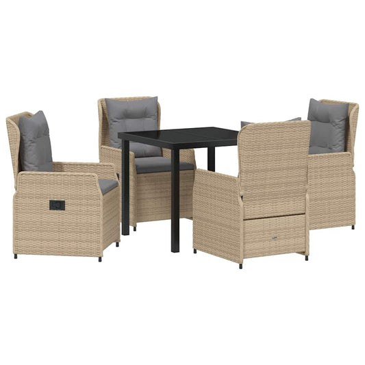 vidaXL Σέτ φαγητού για κήπο 5 pcs Μπεζ συνθετικό ρατάν