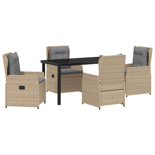 vidaXL Σέτ φαγητού για κήπο 5 pcs Μπεζ συνθετικό ρατάν
