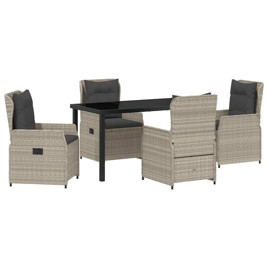 vidaXL Σετ Κήπου 5 Τεμαχίων Ανοιχτό Γκρι Πολυ Ράτταν