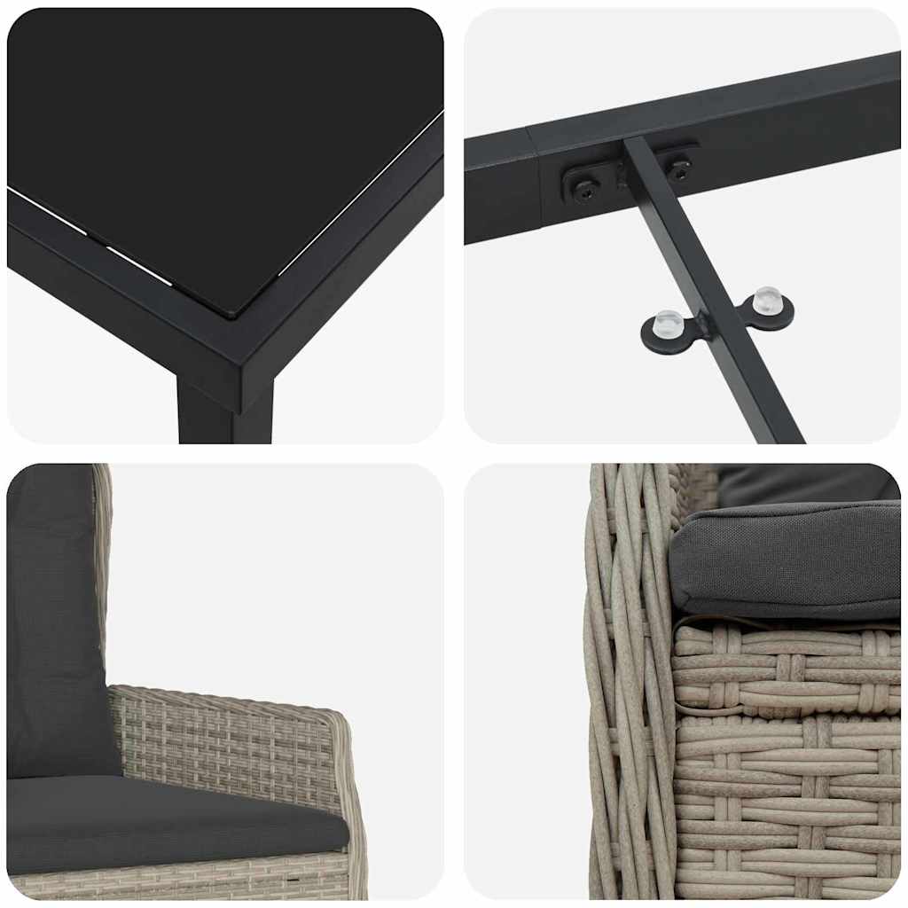 vidaXL Σέτ φαγητού για κήπο 5 pcs Ανοιχτό γκρι συνθετικό ρατάν