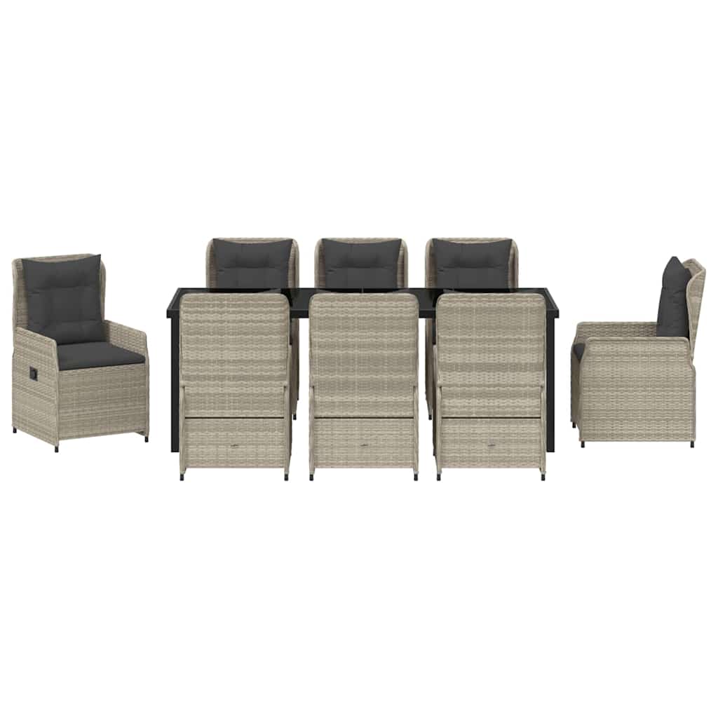 vidaXL Σέτ φαγητού για κήπο 9 τμχ. Ανοιχτό γκρι συνθετικό ρατάν