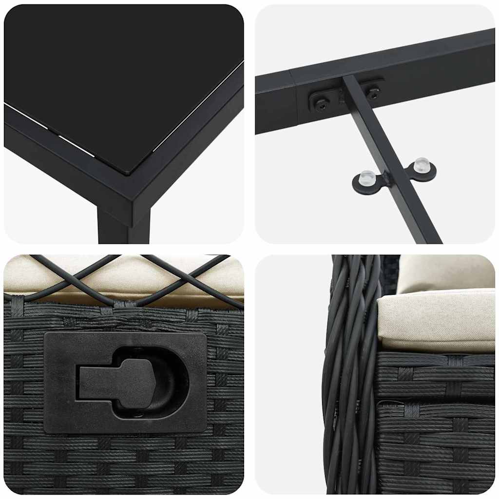 vidaXL Σέτ φαγητού για κήπο 3 pcs Μαύρο συνθετικό ρατάν